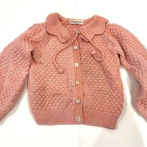 Misha and Puff Pink Knit Kids Cardigan